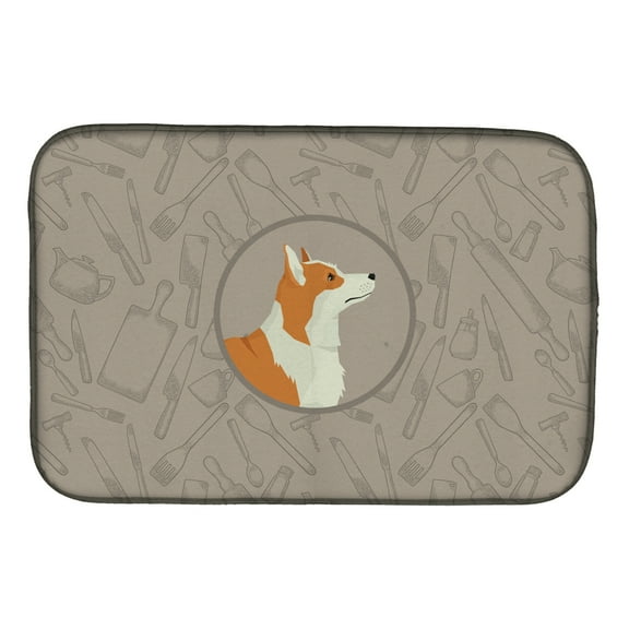 Caroline's Treasures Pembroke Corgi In the Kitchen Dish Drying Mat