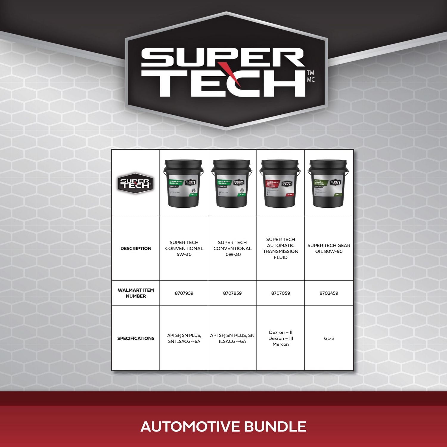 SuperTech Conventionnel SAE 10W-30, seau, 18.9L