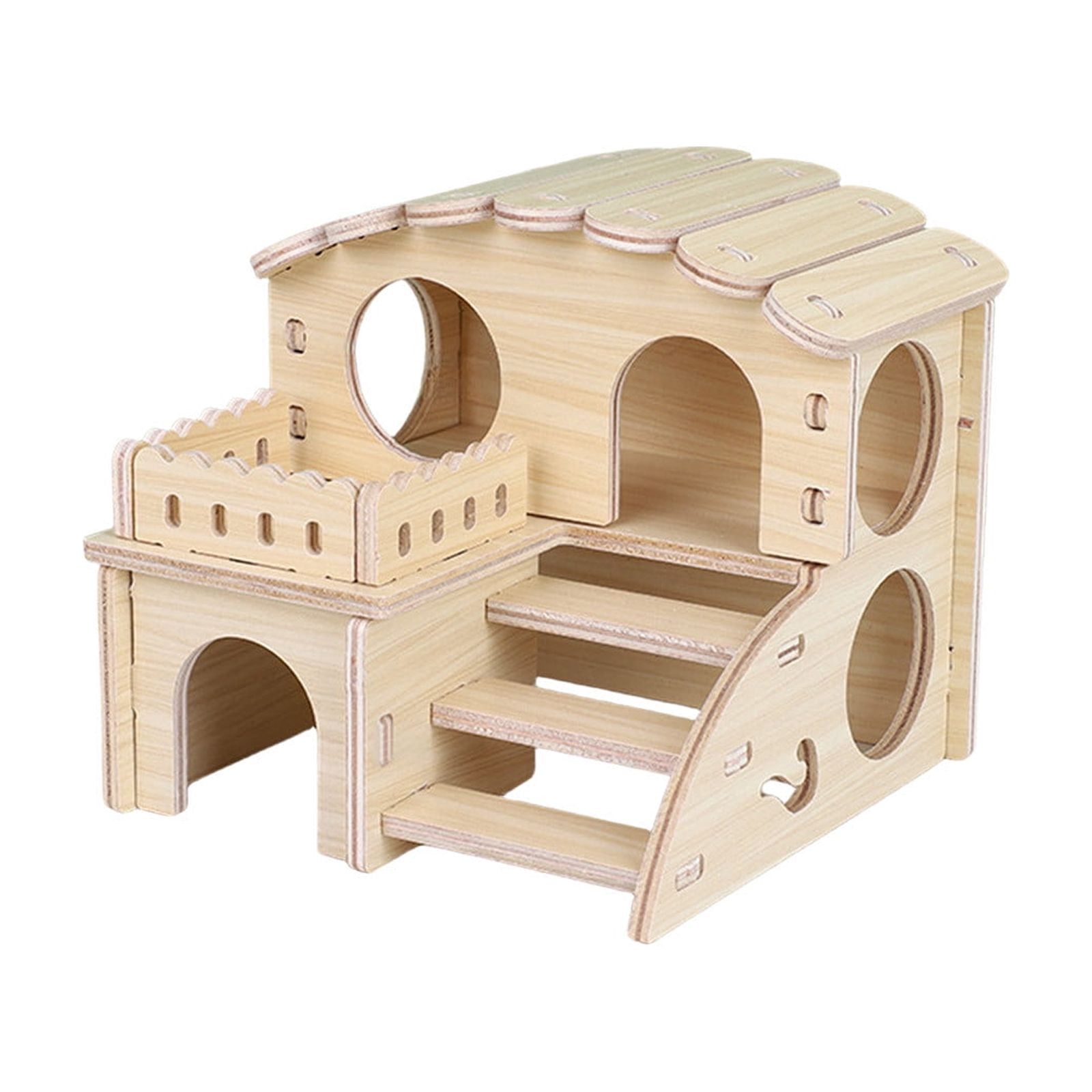 Nebwoak Natural Wood Hamster Hideout, Solid Gerbil Chew Toys & Small Animal Cage Decor, Safe Hide Bed for Gnawing Sleeping