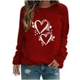 thumbnail image 2 of CFLVAEK Valentines Day Shirts Women Cute Double Heart Graphic T Shirts Casual Long Sleeve Blouse Tops Comfy Round Neck Holiday Shirt L, 2 of 3