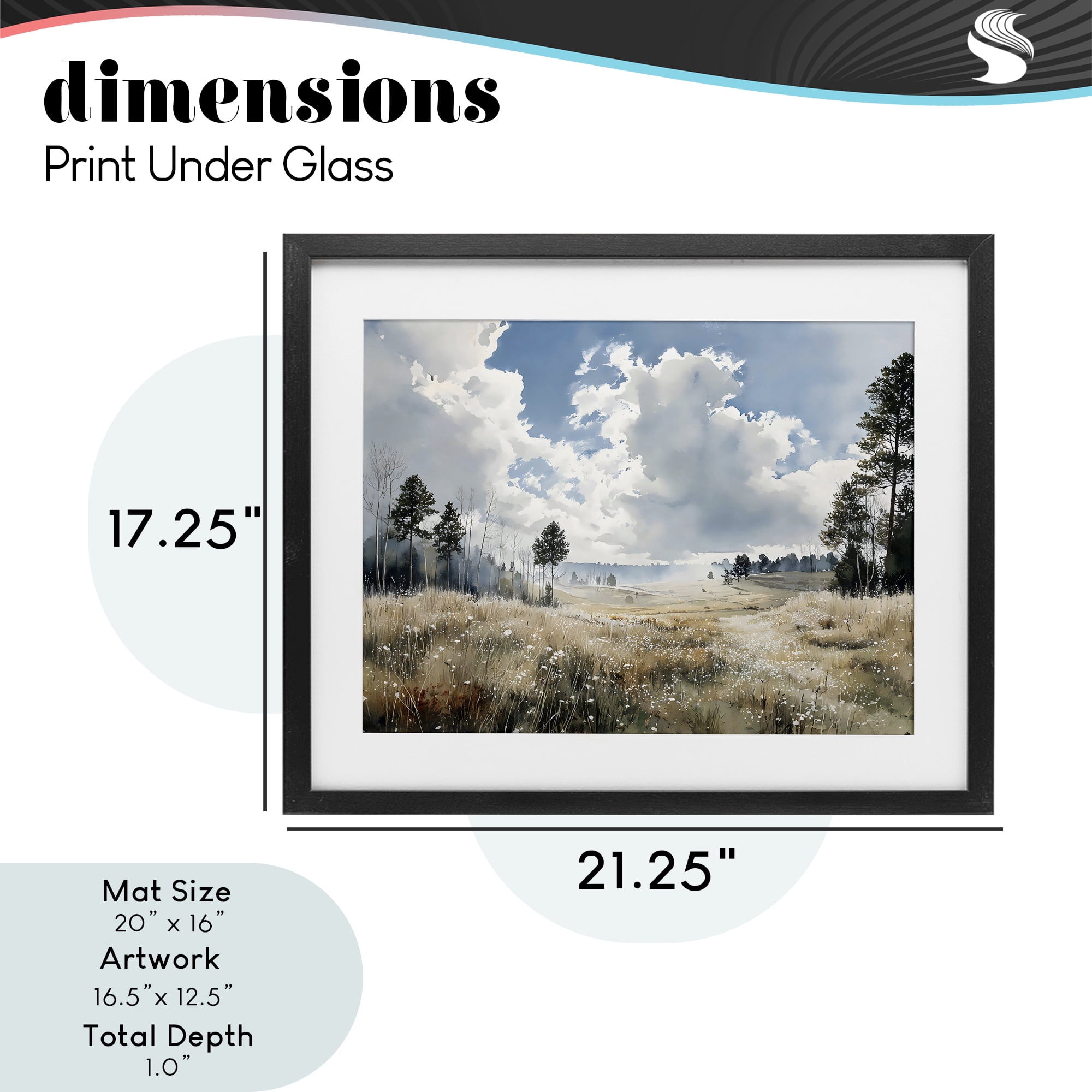 Stupell Industries Blue Kissed Landscape Black Framed Print Under Glass, design by Franklyn Gregory