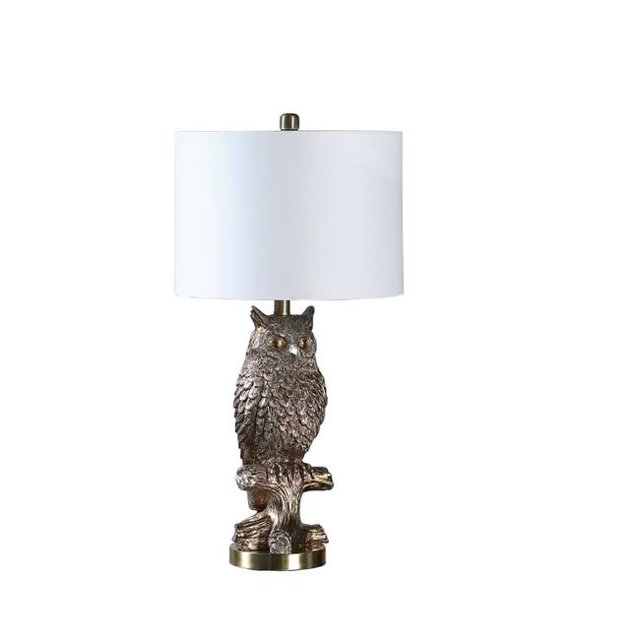 Benjara BM233933 Lampe de Table en Polyresine 27.5 x 14 x 14 Po. avec Base Ronde, Argent
