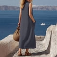 thumbnail image 6 of Guieoi Summer Dresses for Women under $10 Plus Size V-Neck Solid-Color Casual Sleeveless Long Dress with Pockets Gray L, 6 of 7