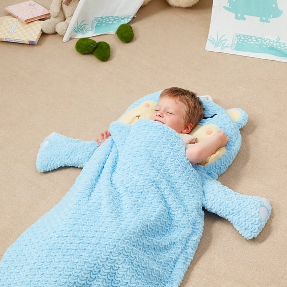 Fantasy Fields Kids Hippo Sleeping Bag, Pajama Party for Sleepovers, Blue