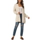 thumbnail image 2 of Suéter cárdigan de manga larga de punto trenzado abierto para mujer Inspire Chic de otoño e invierno con bolsillos L beige, 2 of 6