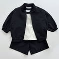thumbnail image 2 of DHFJKG Outfit Boys Girls Summer Outfits 2 Piece Set UPF Sun Zip Long Sleeve Stand Collar Jacket With Shorts Toddler Kids Casual Wear Lightweight Breathable For 1-8 Years Solid Color Comfort Suit, 2 of 4