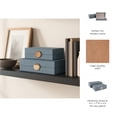 thumbnail image 5 of Faux Leather Decorative Boxes with Metal Hardware for Home Decor - Home Accents for Bedroom and Office Styling - Storage Box with Lid for Jewelry and Keepsake - Set of 2, 4", 3", Blue & Gold, 5 of 12