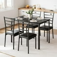 thumbnail image 2 of Dining Table Set Glass Dining Room Table Set for Small Spaces Kitchen Table Furniture Rectangular Modern Compact Space Glass Tabletop, 4 Upholstered PU Chairs, Metal Steel Frame, 2 of 9
