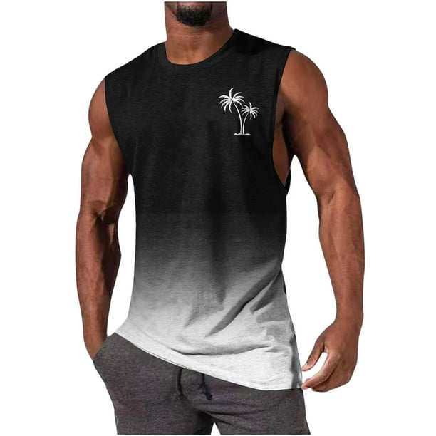 Hombres Moda Casual sin Mangas Gradación Impresión Suéter Cuello Redondo Tanque Deportivo