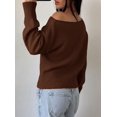 thumbnail image 6 of PRETTYGARDEN Womens Off The Shoulder Sweater Fall Fashion Soft Stretchy Knit Fabric, Batwing Long Sleeve Cinched Waist Cropped Sweaters, Date Night Outfit, Asymmetrical Going Out Tops, 6 of 8