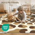 thumbnail image 4 of ODIKA 9'x12' Washable Area Rug Print Spotted Brindle Patchwork Bold Border Mosaic Tonal Cow Flowing Dynamic for Dining Room, Basement, Large Office, Non-Slip Chair-Friendly, 4 of 7