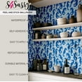 thumbnail image 5 of S4Sassy Peel and Stick Wall Covering, Monochrome Seahorse Waves Removable Wall Wrap - Blue Instant Walls Makeover Mural for Bathroom, Laundry Room, Closet - Self-Adhesive Wallpaper Vinyl -25"x360", 5 of 8