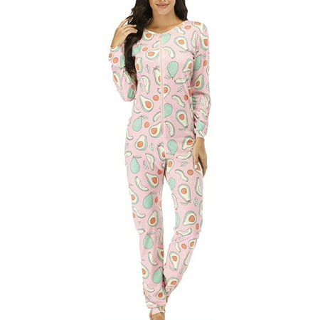 

CoCopeaunt Women Cute Print Pajama Set Long Sleeve Sleepwear One-Set Round Neck Nightwear Warm Soft Comfy Pjs Indoor Outdoor Wear