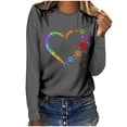 thumbnail image 2 of Pimelu Valentines Day Shirts Women Spring Tops for Women Loose Long Sleeve Round Neck Casual Pullover Blouses Valentines Trendy Dog Paws Heart Print Tshirts, 2 of 5