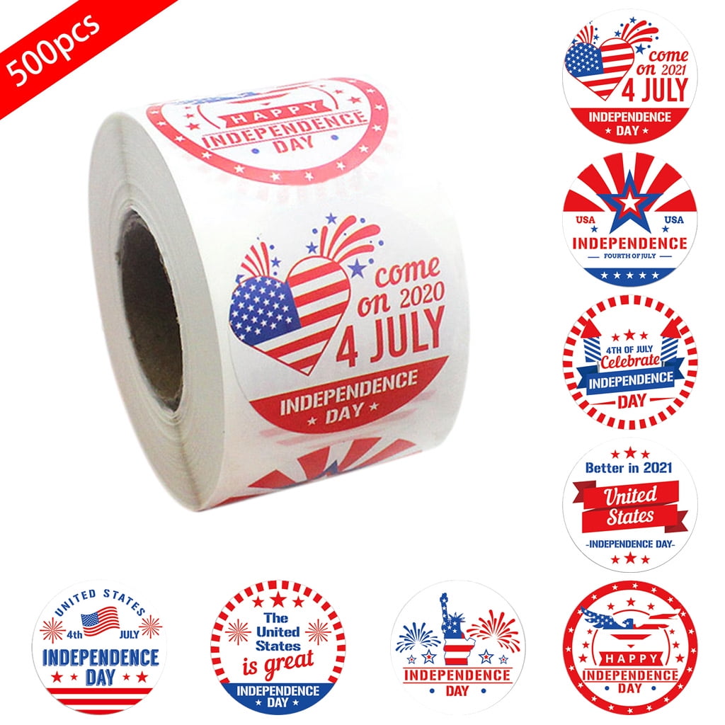 OOKWE 500Pcs/Roll American Independence Day Sticker Decor ...