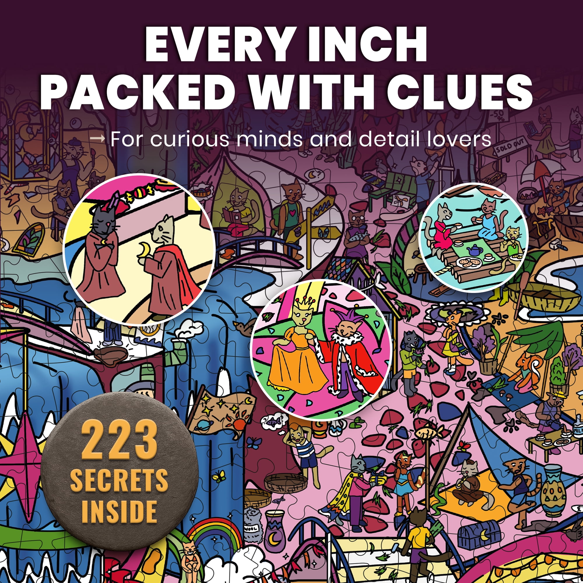 Quokka 1000 Piece Puzzle for Adults -  Adult Puzzles with 223 Hidden Secrets and Engaging Audio Story