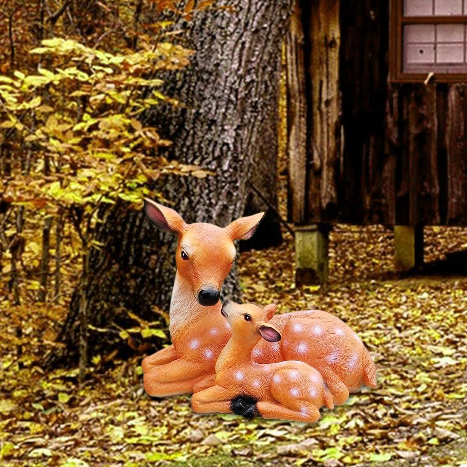 Mother Deer Decoration Resin Deer Figurine, Novelty Ornaments, Garden Deer Statue, Outdoor Deer Sculpture for Park Backyard Lawn Patio Balcony