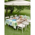 thumbnail image 2 of Rectangle Outdoor Tablecloth With Umbrella Hole And Zipper– Bandana Bow Bunny Easter Waterproof Patio Table Cover for Party, Picnic, Backyard, 60"x102" , Green Blue Watercolor Leaves, 2 of 8