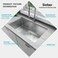 thumbnail image 3 of Sinber  Undermount Single Bowl 304 Stainless Steel Kitchen Sink 32" x 19" x 10"(18 Gauge Sink Only) - Silver, 3 of 5