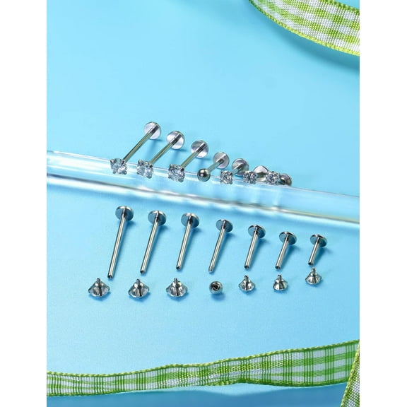 GHRTGR-20G 16G 14G Different Sizes Lip labret Monroe Medusa Rings Stud Surgical Steel Long Cheek Dimple Rings Piercing Jewelry for Women Men Bar Length 6mm-19mm