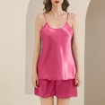 thumbnail image 2 of Satin Pajama Set for Women Silk Sleepwear for Women Set Camis Tops and Shorts Sleepwear Cami Tops and Shorts 2 Piece Pajamas Set Nightwear Pajama Pants for Women L, 2 of 4