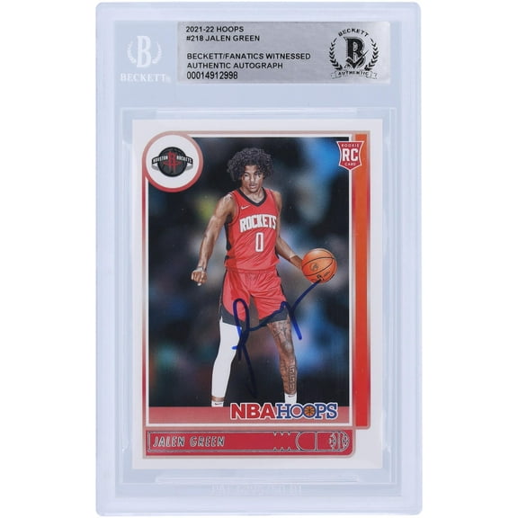 Jalen Green Houston Rockets Autographed 2021-22 Panini NBA Hoops #218 Beckett Fanatics Witnessed Authenticated Rookie Card - Fanatics Authentic Certified