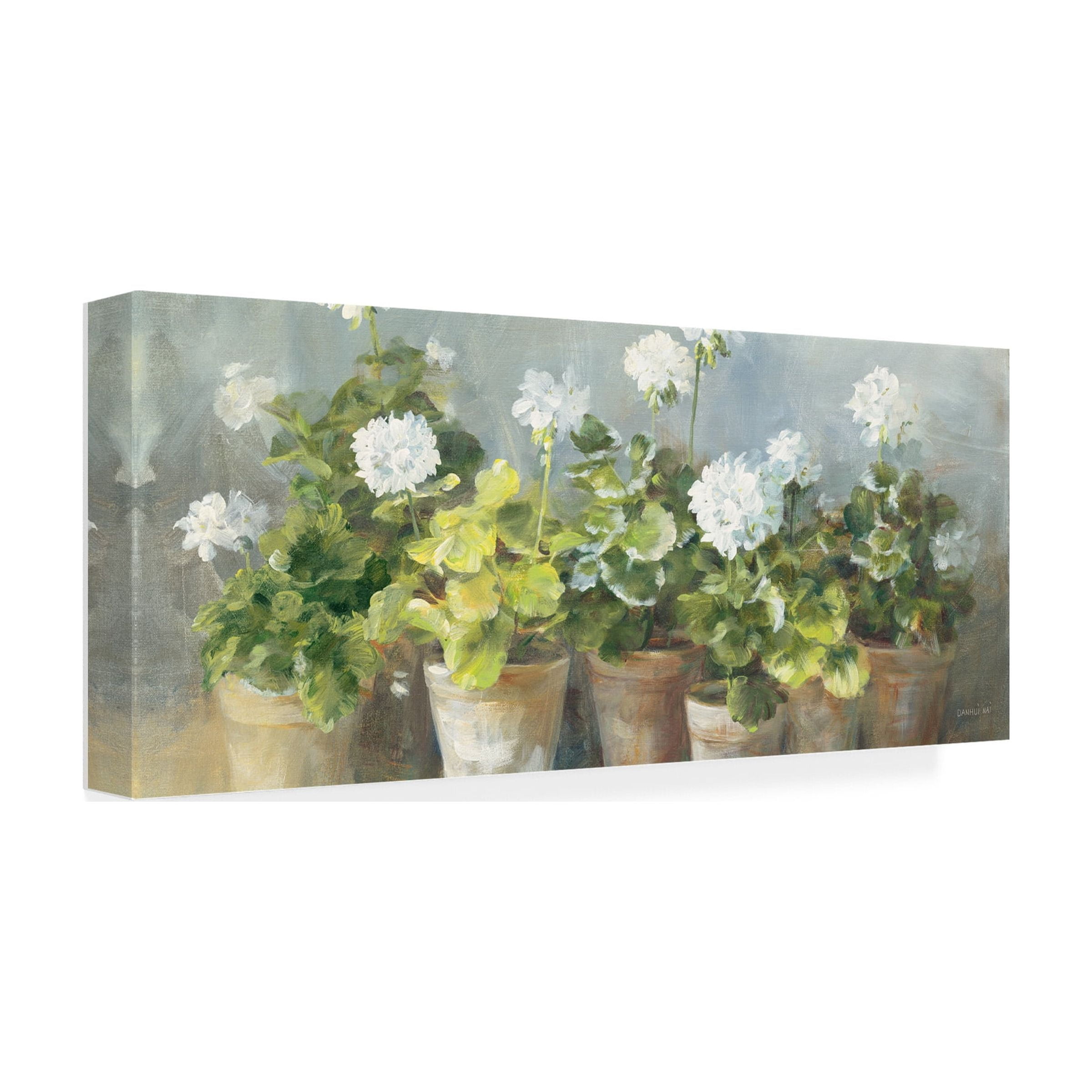Danhui Nai 'White Geraniums V2' Canvas Art