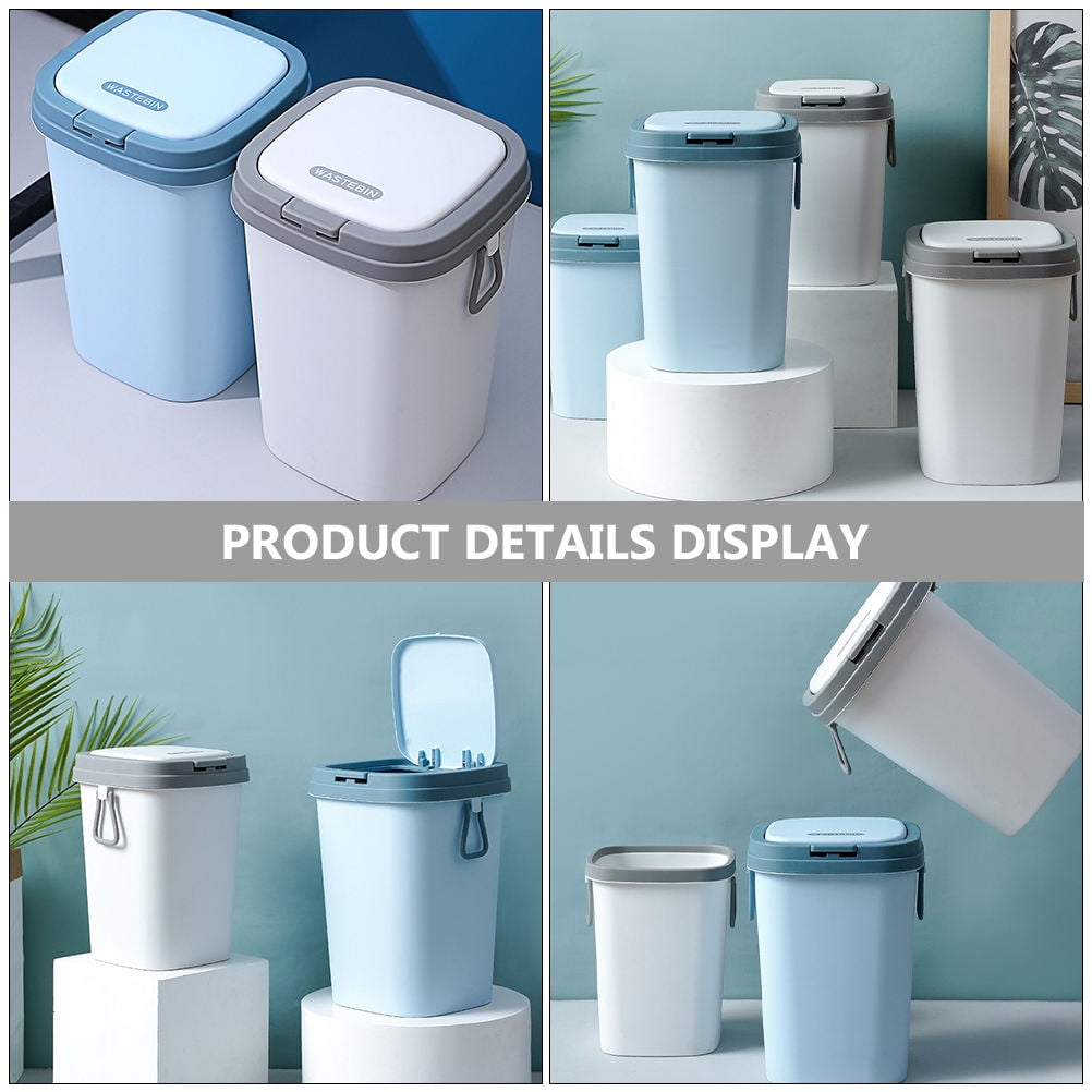 Milisten Compact Small Trash Can with Lid Lightweight Plastic Waste Bin for Bedroom Bathroom Office and Home Use