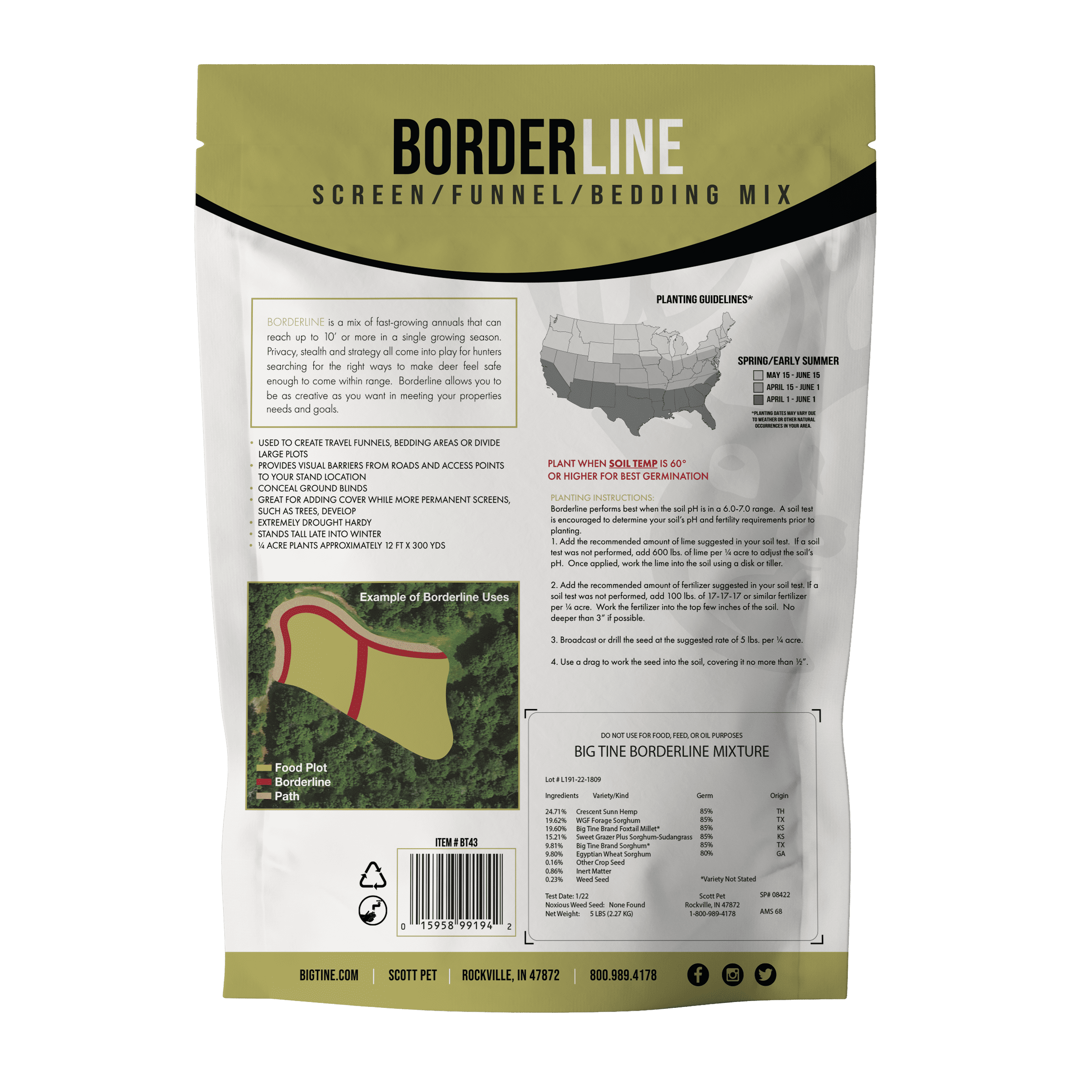 Big Tine Borderline 5lbs Food Plot Mix for Hunting Attractants