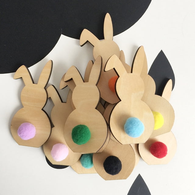 Gwong Decoración hogareña Pomponia Bola linda conejo adorno de madera fotografía accesorios niños decoración de la habitación del bebé Gwong 21037325