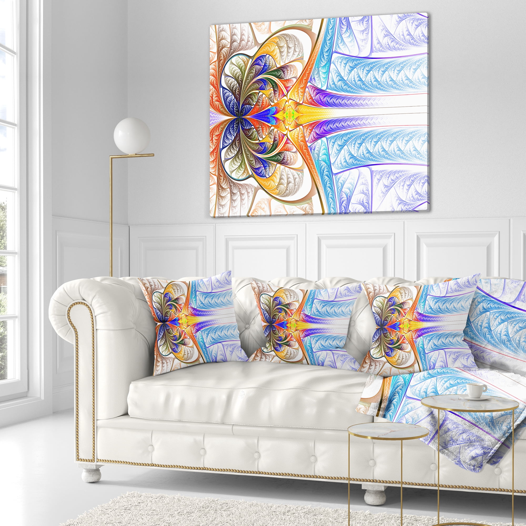 Designart Strange Fractal Desktop - Abstract Throw Pillow - 16x16