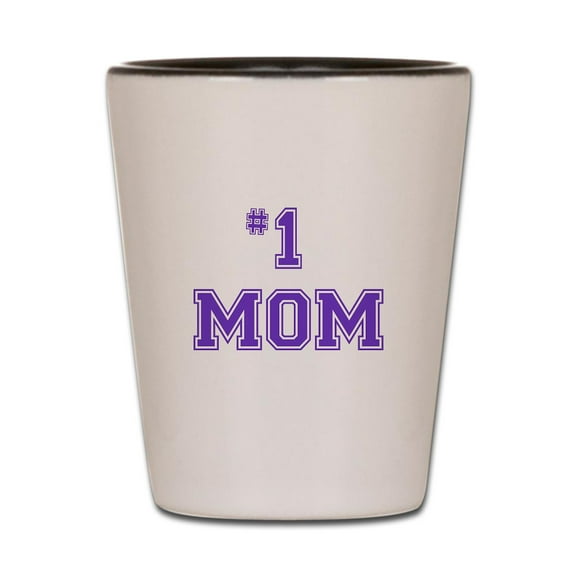 CafePress - #1 Mom In Purple - White/Black Shot Glass, Unique and Funny Shot Glass