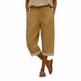 thumbnail image 7 of iHPH7 Capris Pants for Women Cotton Linen Casual Summer 2026 Straight Wide Leg Loose Drawstring Elastic Waist Cropped Trouser (S-3XL), 7 of 7