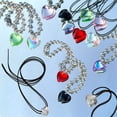 thumbnail image 2 of Creative Beaded Chain Heart Pendant Necklace for Women, Versatile Colorful Heart Pattern Pendant Necklace, 2 of 9