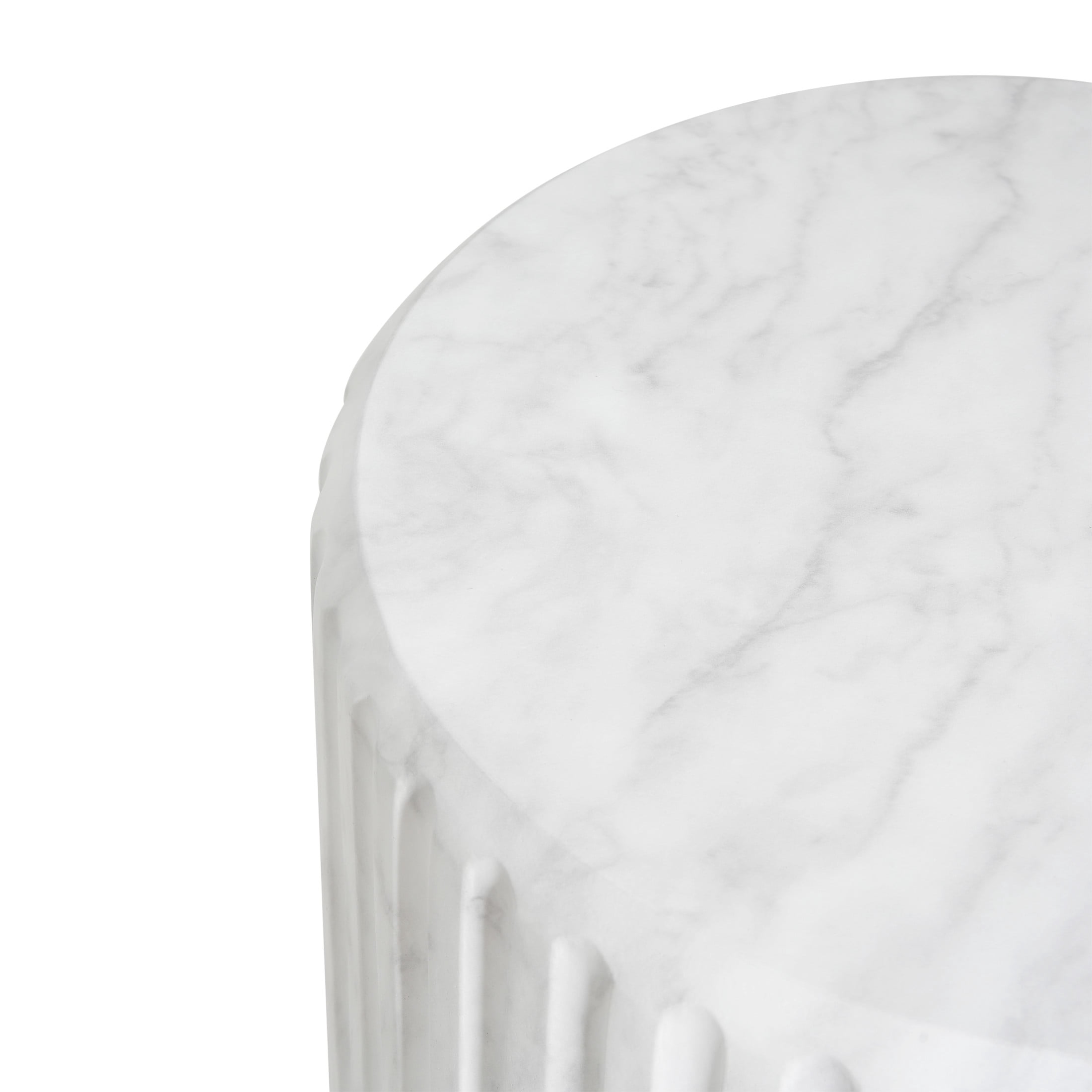 Christopher Knight Home Ribbed Side Table, Lightweight Concrete Round End Table for Indoor & Outdoor Use, White