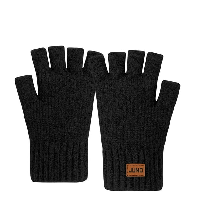 RXMEKW Men's Gloves, Winter Knitted Velvet Double-Layer Warmth