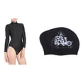 thumbnail image 1 of Traje de baño Macarena de una pieza con cuello largo y Gorro de natación negro XXXL, 1 of 8
