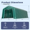 thumbnail image 3 of Summit Living 11 x 24 x 8.4 FT Green All-Weather Outdoor Portable Storage Shed, Steel Peak Style Canopy Carport, Agricultural Storage Shelter Tent, 3 of 9