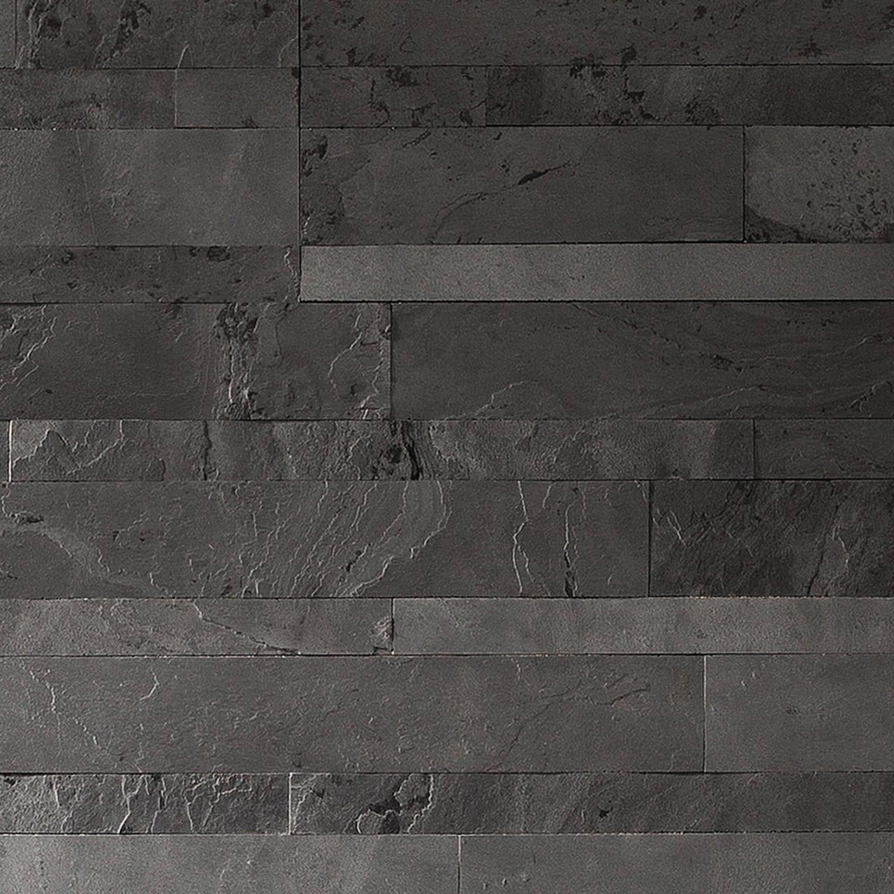 Aspect Peel and Stick Stone Overlay Kitchen Backsplash Sample Charcoal