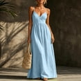 thumbnail image 5 of Aimik Women's Wrap Waist Maxi Sundress Summer Spaghetti Strap V Neck Solid Maxi Sundress Loose Airy Casual Vacation Long Dress, 5 of 6