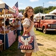 thumbnail image 2 of Twfbrm 4th of July Patriotic Tote Bag, Red White and Blue Quilted Shoulder Bag, USA 250th Anniversary Commemorative Handbag, Reusable Independence Day Shopping Bags Gifts for Friends Family, 2 of 6