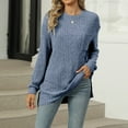 thumbnail image 4 of Womens Plain Tshirts Long Sleeve Going Out Tops for Women Fall Sweaters Lightweight Crewneck Pullover Blouses Casual Blue S, 4 of 9