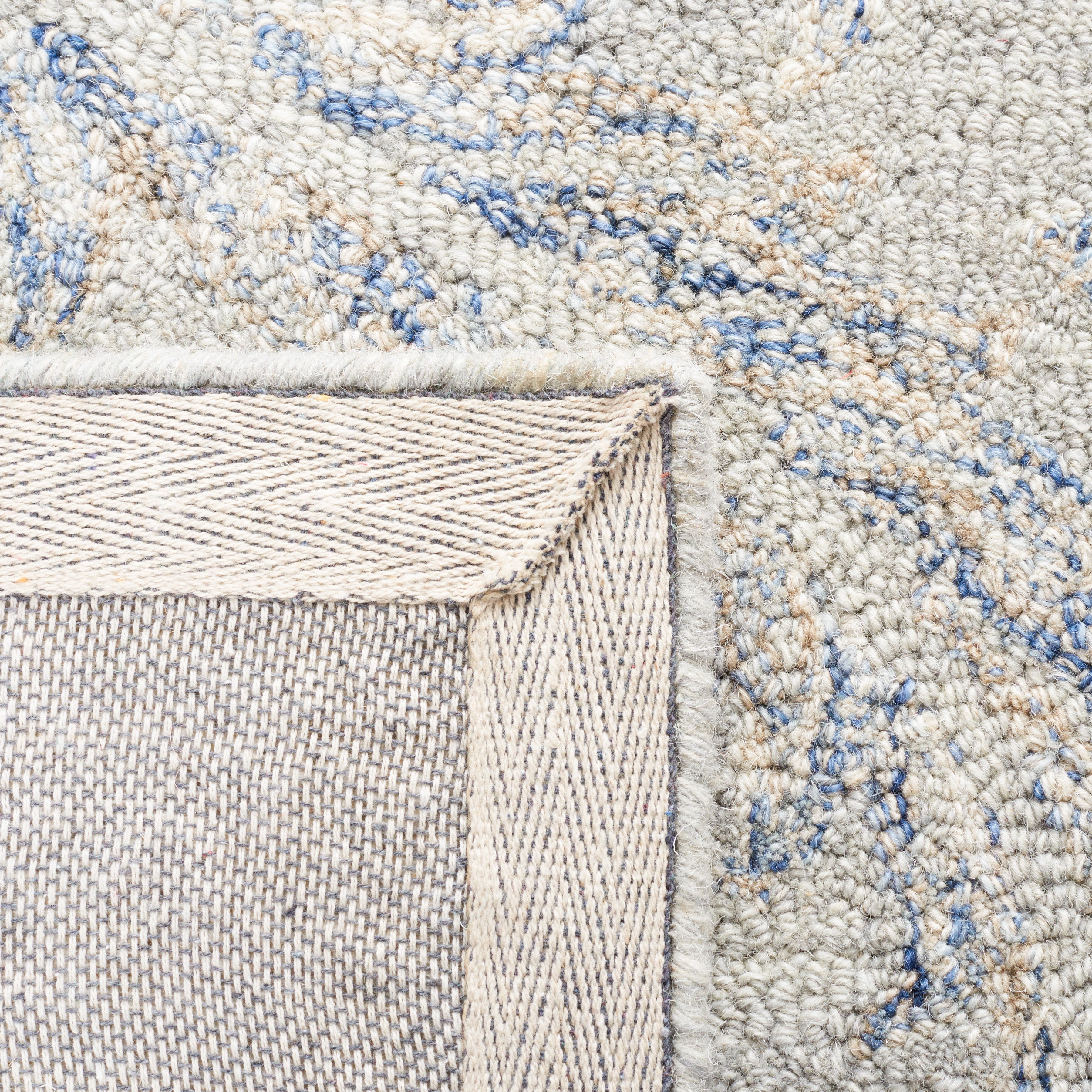 SAFAVIEH Micro-Loop Charlie Medallion Area Rug, Grey/Blue, 5' x 5' Square