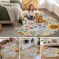 thumbnail image 5 of Sunflower Vintage Round Area Rug 4Ft Washable Circle Rugs for Bedroom Dining Room, Yellow Floral Summer Botanical Retro Art Non-Slip Carpet Floor Mats Indoor Outdoor Carpet Runner Home Decor, 5 of 8
