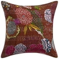 thumbnail image 3 of DK Homewares Ethnic Decorative Accent Throw Pillow Covers 16 Inch Cotton Kantha Tropicana Boho Square Sofa Cushion Covers (Size - 40x40 cm ; Color: Dark Brown ) - Set of 5 Pcs (Cover Only), 3 of 4