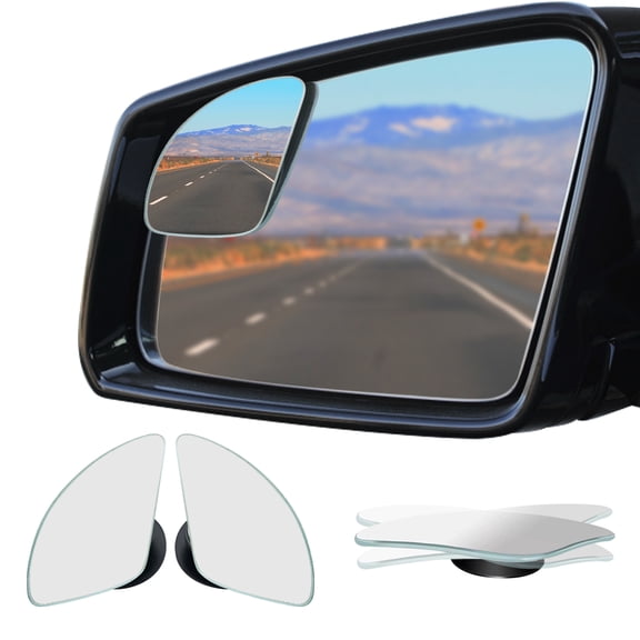 Ampper Fan Shaped Blind Spot Mirror, Frameless HD Glass Convex Wide Angle Stick on Blindspot Mirror Rearview Car Mirror for Car SUV and Truck (Large, Pack of 2)