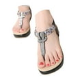 thumbnail image 1 of IUJSOY Womens Platform Sandals Summer Dressy Bohemian Rhinestone Flip Flops Comfort Wedges Heels, 1 of 9