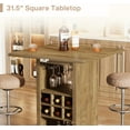 thumbnail image 3 of Finmind 31.5-Inch Square Bar Table, 4-Tier Wood Counter Height Home Bar Unit with Glass Holders, 3 of 6