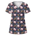 thumbnail image 1 of Snorda Haut de Blouse Médicale pour Femmes Mode Manches Courtes Col en V Uniformes de Travail avec Poche Imprimée, 1 of 4