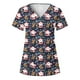 thumbnail image 1 of Pntutb, blusas con cuello en V y manga corta a la moda para mujer, blusa de bolsillo con estampado de uniforme de trabajo, tops Pntutb Pntutb-3131, 1 of 4